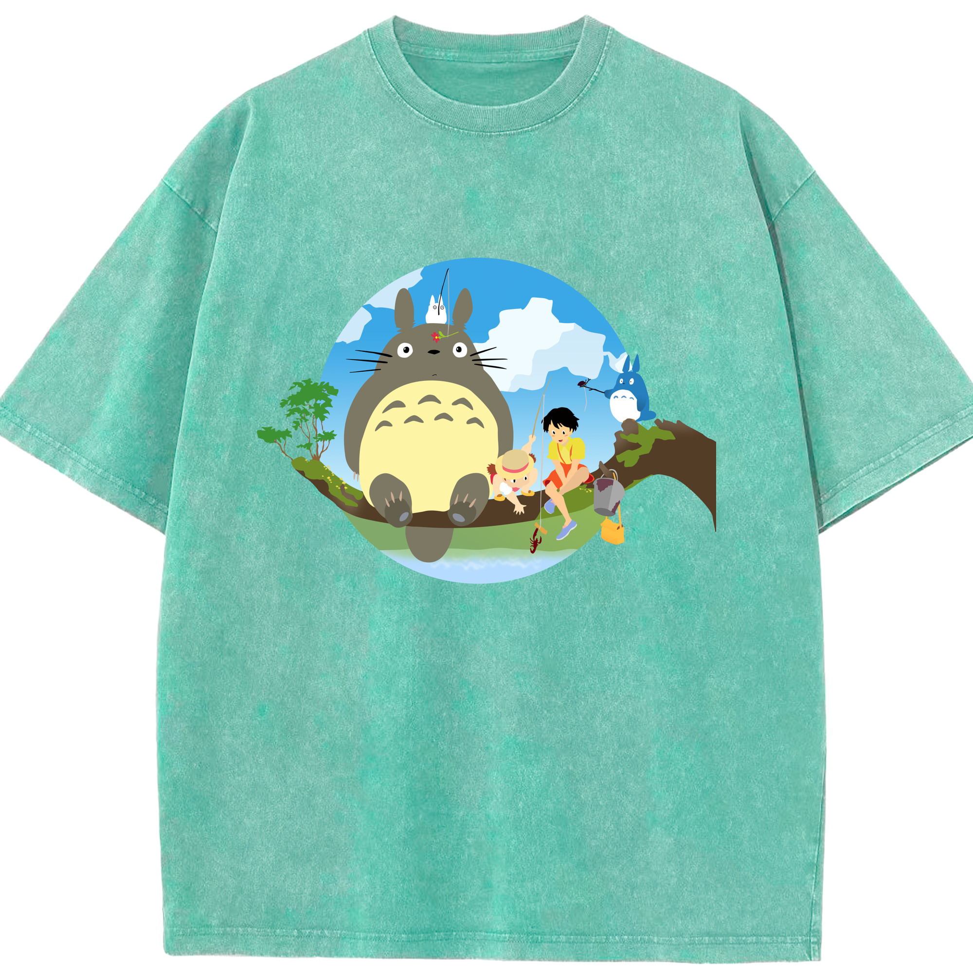 （画像用） となりのトトロ 草壁メイ 草壁サツキ My Neighbor Totoro Satsuki Kusakabe Mei Kusakabe 綿100% ヴィンテージ風 半袖Tシャツ（フロントプリント）